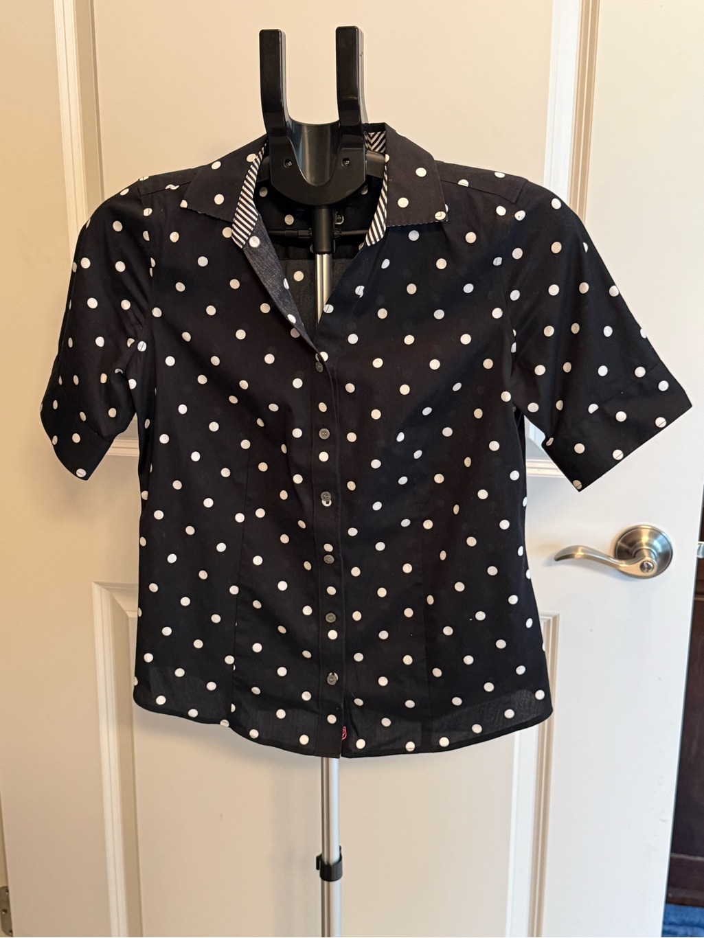Talbots Black Polka Dot Button-Down Shirt